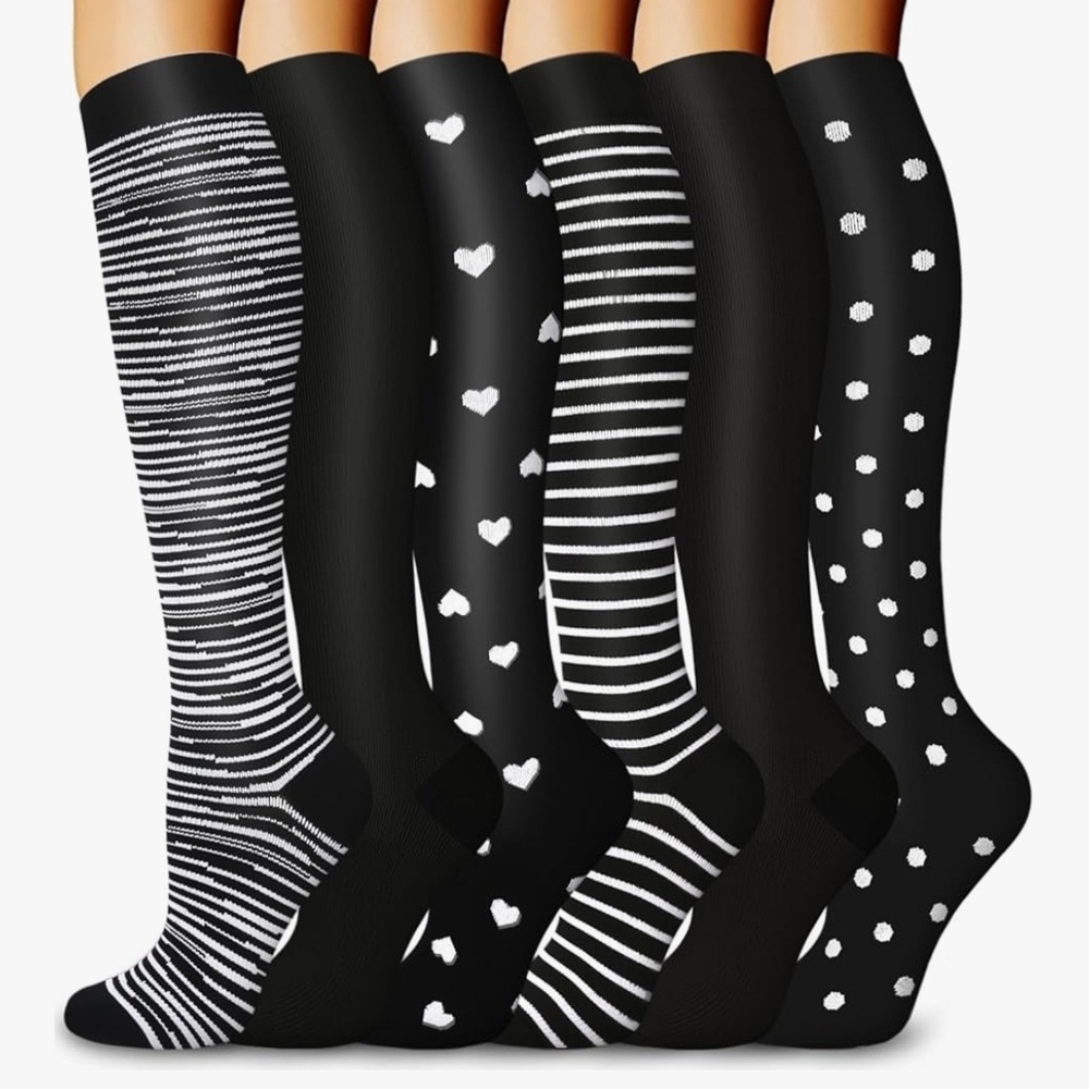 Black and White Patterned Compression Socks - Picture 4 of 5